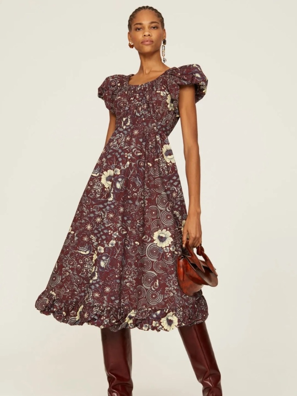 Ulla Johnson Burgundy Floral Maxi Dress